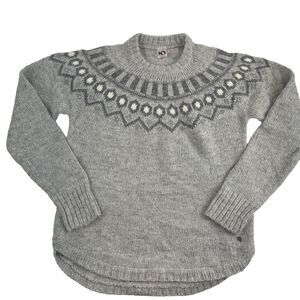 Kari Traa Ringheim Knit Sweater Nordic Grey  Wool Blend Round Pullover Women XL